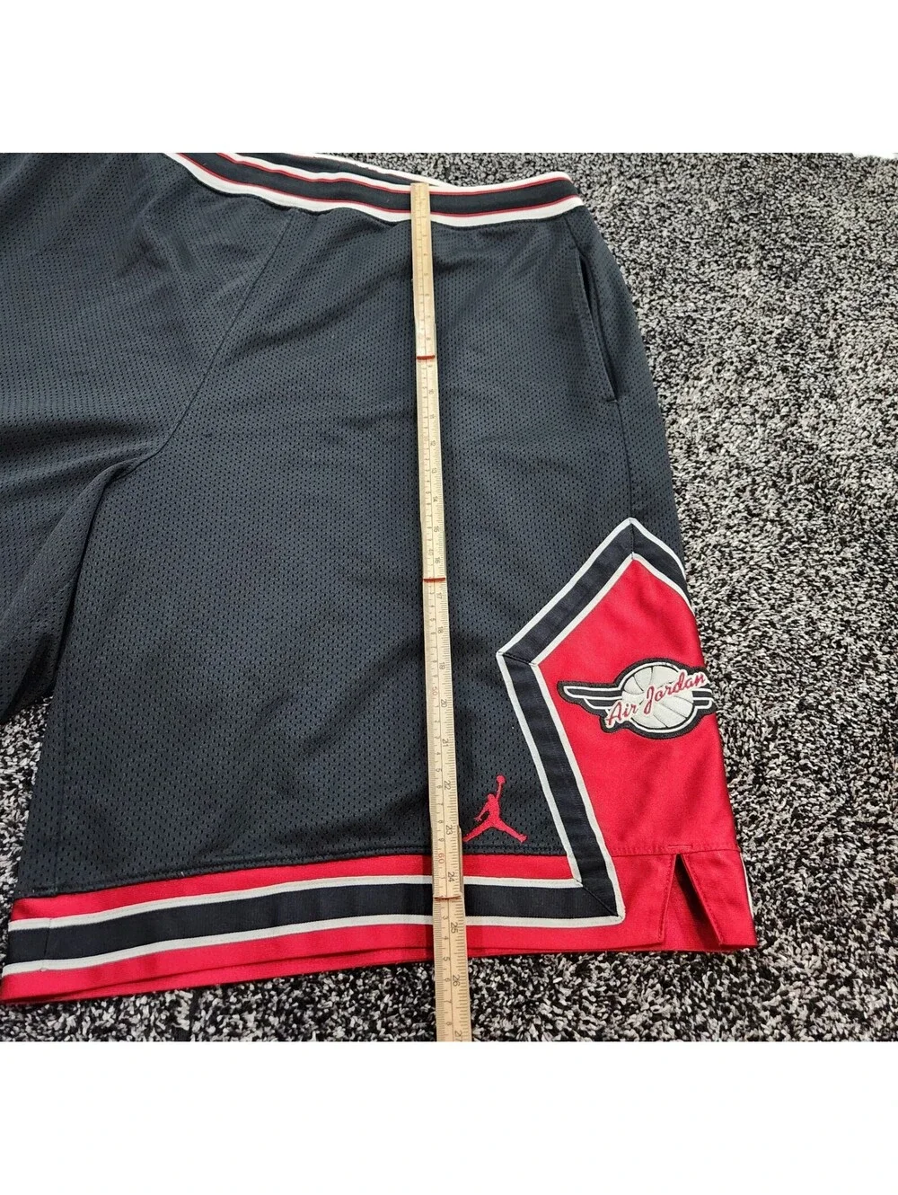 Vtg Nike Air Jordan Wings Shorts Mens 2XL Black Red 20th Anniversary Mesh Y2K